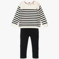 Tommy Hilfiger Outfit Sets|Outfit Sets*Ivory & Blue Cotton Baby Leggings Set