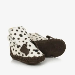 Donsje Pre Walkers|Pre Walkers*Ivory & Brown Leather Dalmation Pre-Walkers