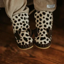 Donsje Pre Walkers|Pre Walkers*Ivory & Brown Leather Dalmation Pre-Walkers