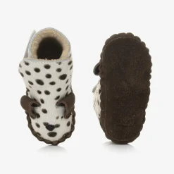 Donsje Pre Walkers|Pre Walkers*Ivory & Brown Leather Dalmation Pre-Walkers
