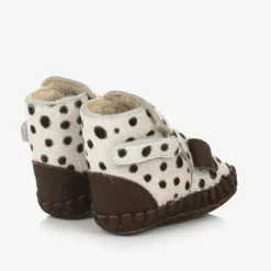 Donsje Pre Walkers|Pre Walkers*Ivory & Brown Leather Dalmation Pre-Walkers