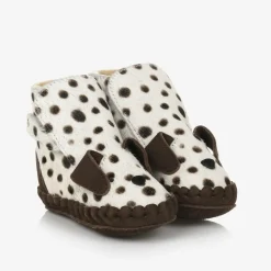 Donsje Pre Walkers|Pre Walkers*Ivory & Brown Leather Dalmation Pre-Walkers