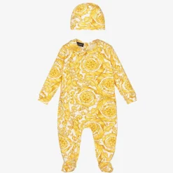 Versace Gifts|Babysuits*Ivory & Gold Barocco Babysuit Set