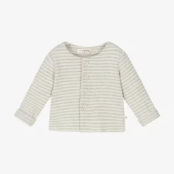 1 + in the family Tops*Ivory & Grey Stripe Cotton Baby Cardigan