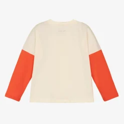 Mini Rodini Tops*Ivory & Orange Organic Cotton Top