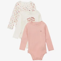 Tommy Hilfiger Babysuits*Ivory & Pink Cotton Baby Bodysuits (3 Pack)