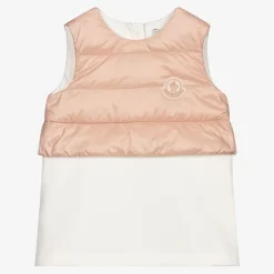 Moncler Enfant Dresses*Ivory & Pink Down Padded Dress
