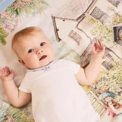 Peter Rabbit™ by Childrensalon Sleeping Accessories*Ivory & Blue Cotton Swaddle (100cm)