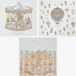 Atelier Choux Paris Gifts|Sleeping Accessories*Ivory & Blue Organic Cotton Swaddles (3 Pack)