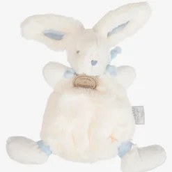 Doudou et Compagnie Sleeping Accessories*Ivory & Blue Plush Bunny Doudou (26cm)