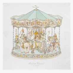 Atelier Choux Paris Sleeping Accessories*Ivory & Green Carousel Swaddle (97cm)