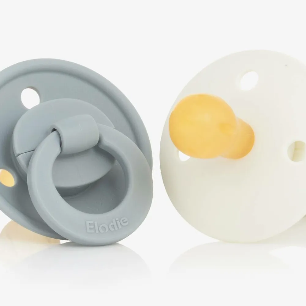 Elodie Sleeping Accessories*Ivory & Grey Binky Bundle Dummies (2 Pack) SunriseBlue