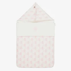 Roberto Cavalli Nests*Ivory & Pink Cotton Monogram Baby Nest (73cm)