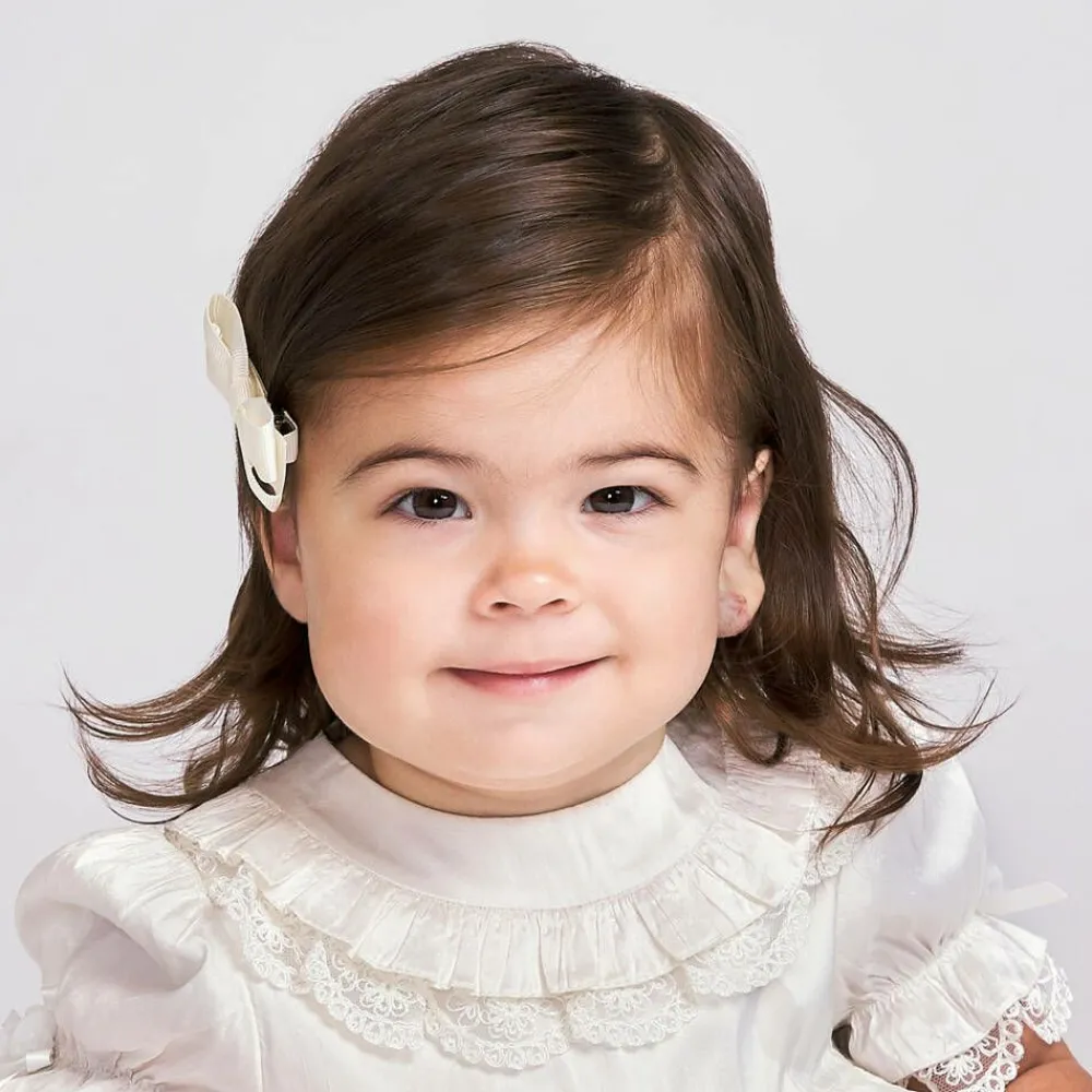 Peach Ribbons Hair Accessories*Ivory Bow Hair Clip (7cm)