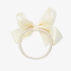 Peach Ribbons Hair Accessories*Ivory Bow Hair Elastic (7cm)