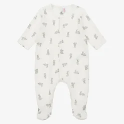 Petit Bateau Babysuits*Ivory Bunny Organic Cotton Babygrow