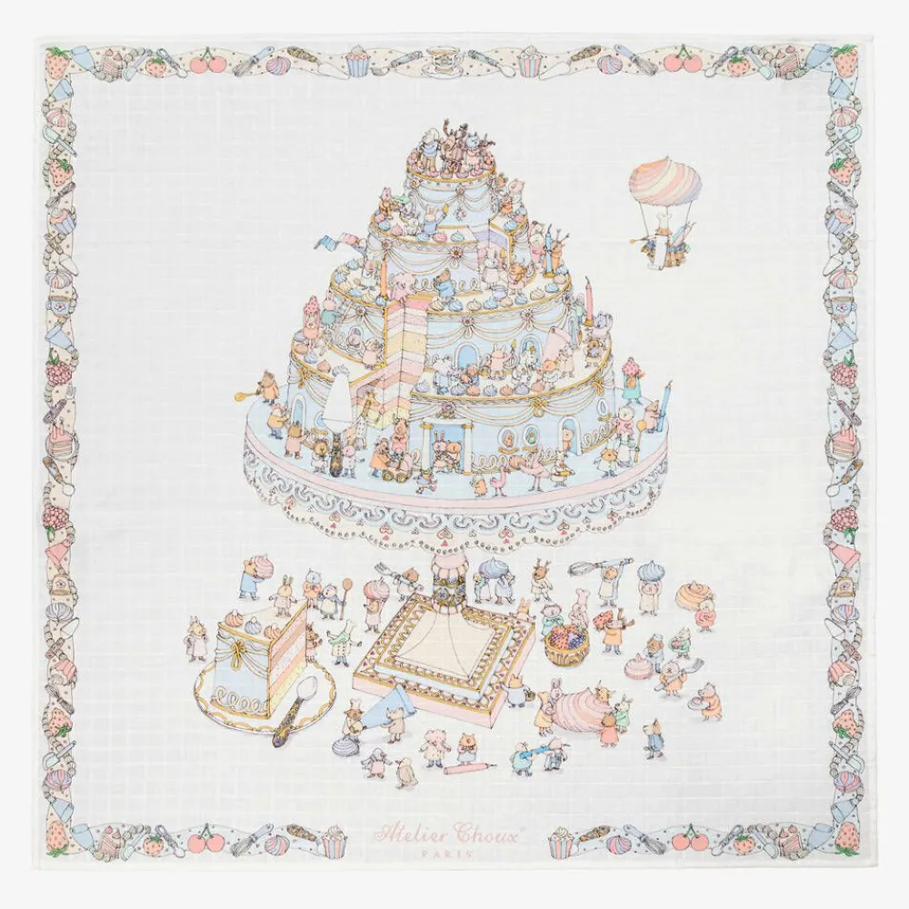 Atelier Choux Paris Gifts|Sleeping Accessories*Ivory Cake Organic Cotton Swaddle (99cm)