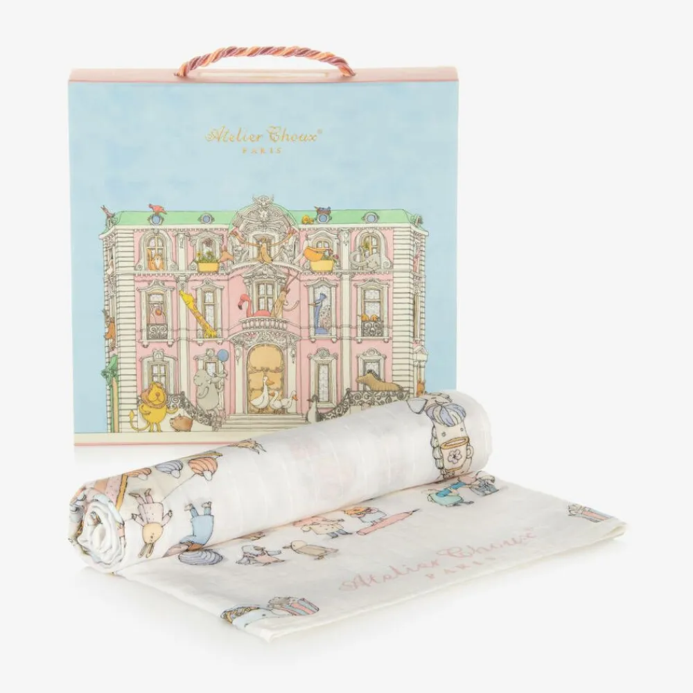 Atelier Choux Paris Gifts|Sleeping Accessories*Ivory Cake Organic Cotton Swaddle (99cm)