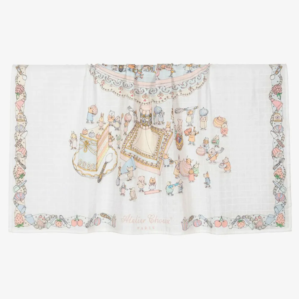 Atelier Choux Paris Gifts|Sleeping Accessories*Ivory Cake Organic Cotton Swaddle (99cm)