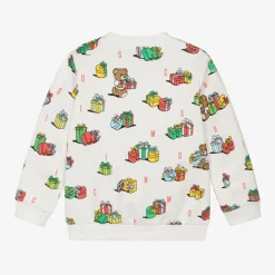 Moschino Baby Tops*Ivory Cotton Festive Gifts Sweatshirt