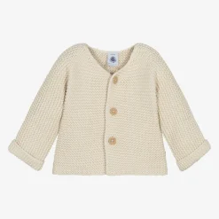 Petit Bateau Tops*Ivory Cotton Knit Baby Cardigan