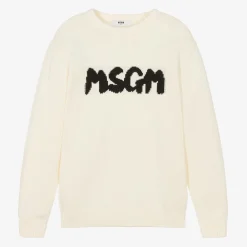 MSGM Tops*Ivory Cotton Knit Sweater