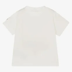 Moncler Enfant Tops*Ivory Cotton Penguin Logo T-Shirt