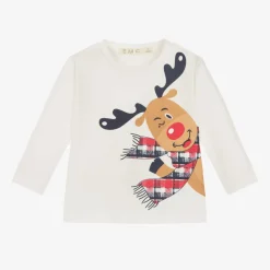 Everything Must Change Tops*Ivory Cotton Reindeer Top