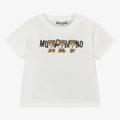 Moschino Baby Tops*Ivory Cotton Teddy Bear Baby T-Shirt