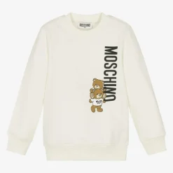 Moschino Kid-Teen Tops|Tops*Ivory Cotton Teddy Bear Sweatshirt