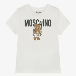 Moschino Kid-Teen Tops*Ivory Cotton Teddy Bear T-Shirt