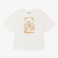 Moschino Kid-Teen Tops*Ivory Cotton Teddy Bear T-Shirt