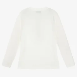 Moschino Kid-Teen Tops*Ivory Cotton Tie Print Top