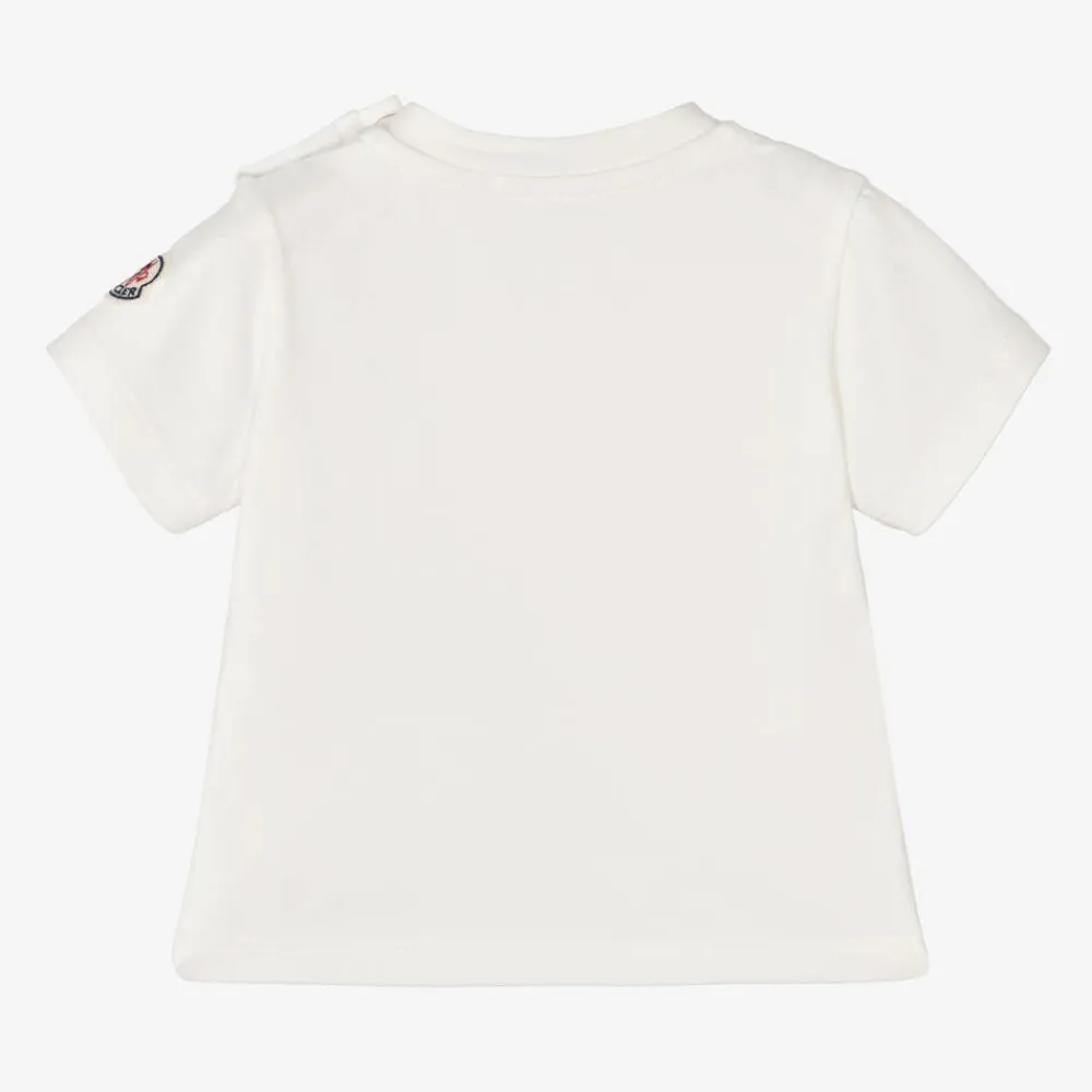Moncler Enfant Tops*Ivory Cotton T-Shirt