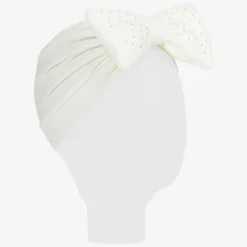 Caramelo Kids Hats*Ivory Diamanté Bow Turban