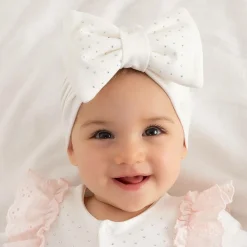 Caramelo Kids Hats*Ivory Diamanté Bow Turban