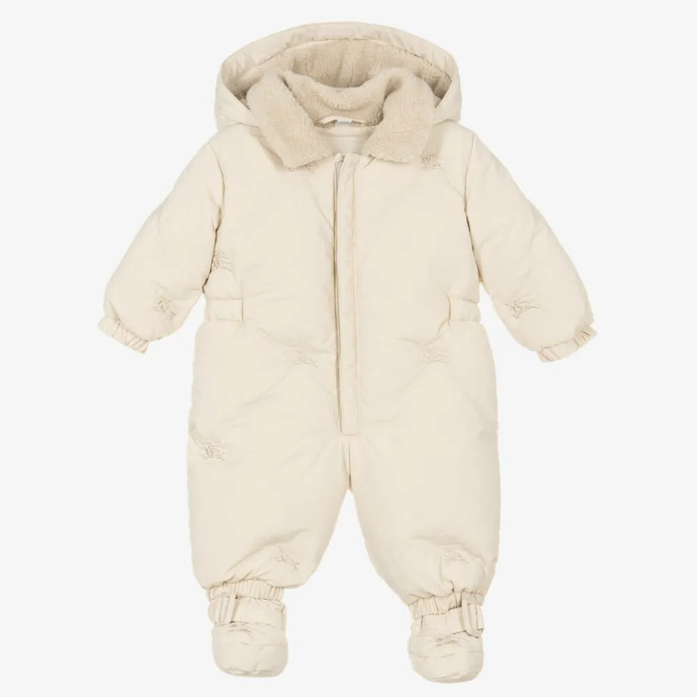 Burberry Snowwear*Ivory Down Padded Baby EKD Snowsuit Soap