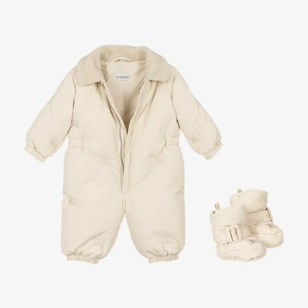 Burberry Snowwear*Ivory Down Padded Baby EKD Snowsuit Soap
