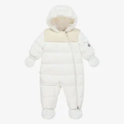 Moncler Enfant Snowwear|Snowwear*Ivory Down Padded Sefou Baby Snowsuit
