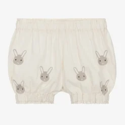 Donsje Shorts|Shorts*Ivory Embroidered Cotton Bunny Shorts WarmWhite