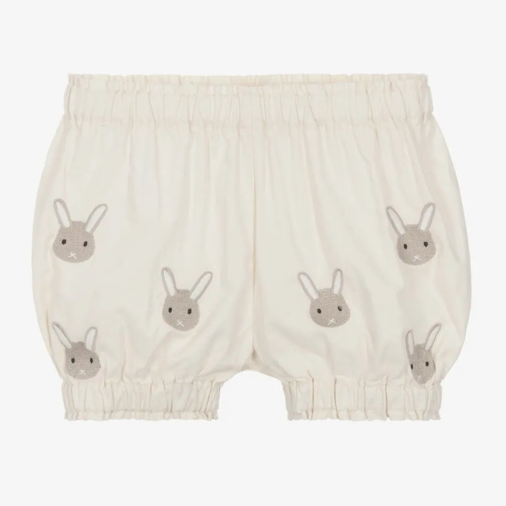 Donsje Shorts|Shorts*Ivory Embroidered Cotton Bunny Shorts WarmWhite