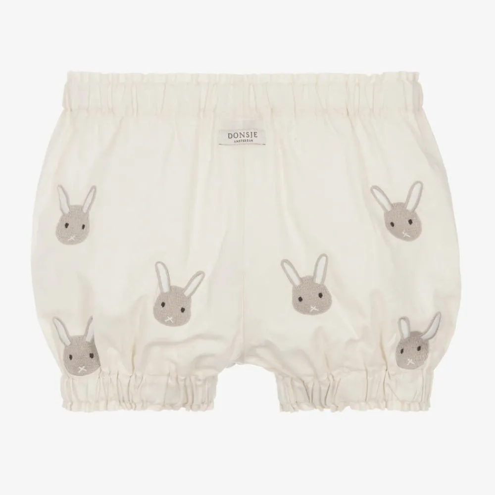Donsje Shorts|Shorts*Ivory Embroidered Cotton Bunny Shorts WarmWhite