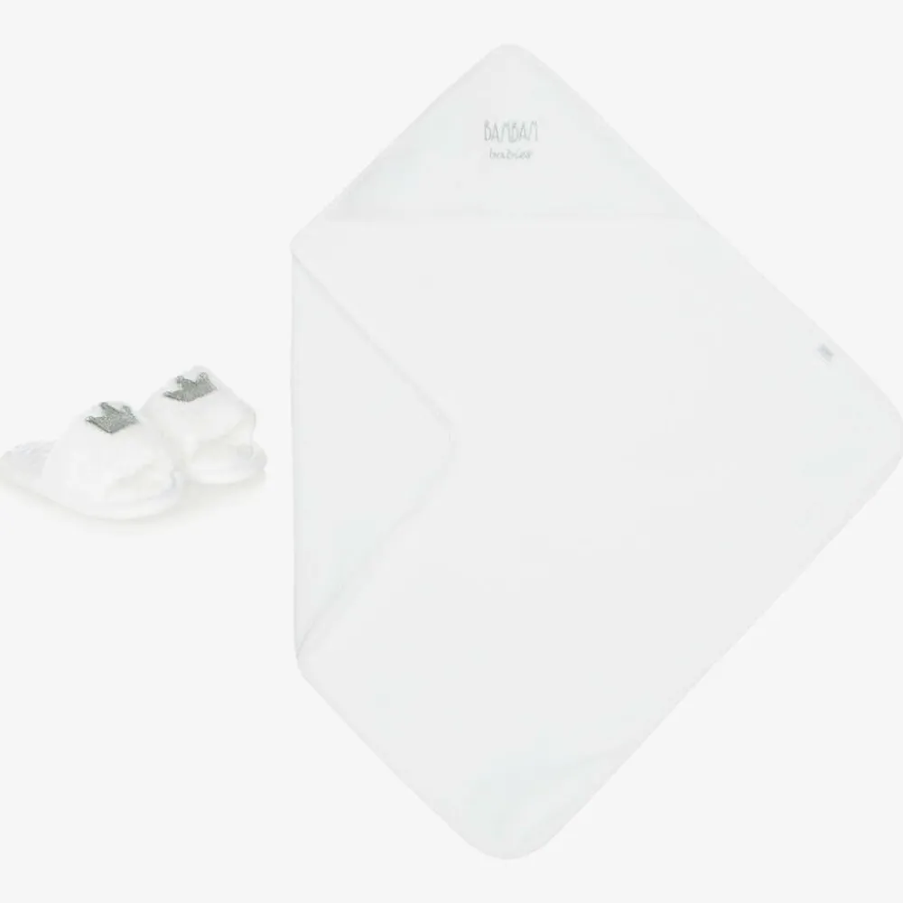 Bam Bam Towels & Robes*Ivory Hooded Towel & Slippers Gift Set