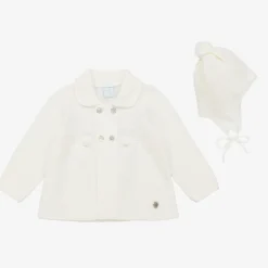 Artesanía Granlei Coats & Jackets|Coats & Jackets*Ivory Knitted Baby Coat & Hat Set