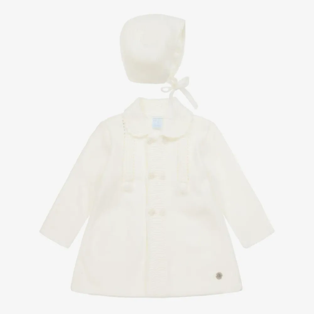 Artesanía Granlei Coats & Jackets*Ivory Knitted Coat & Hat Set