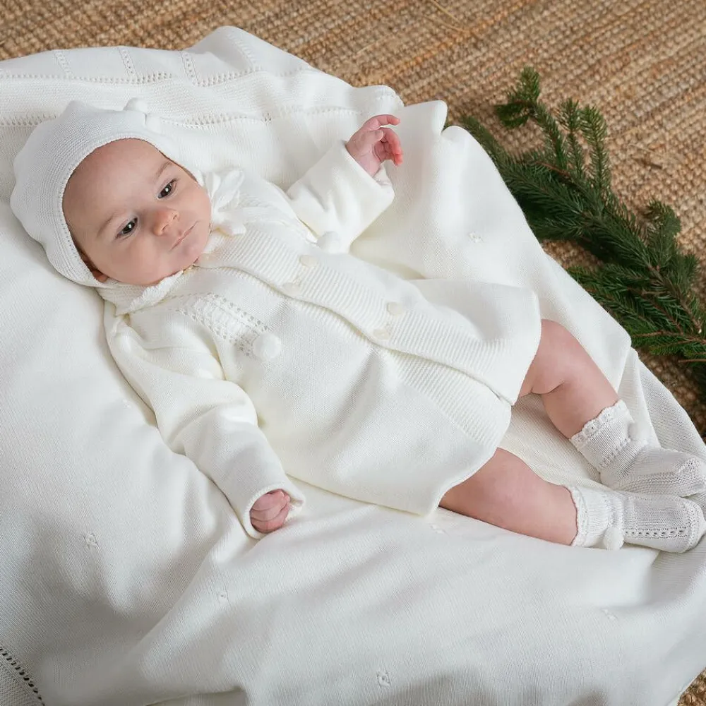 Artesanía Granlei Coats & Jackets*Ivory Knitted Coat & Hat Set
