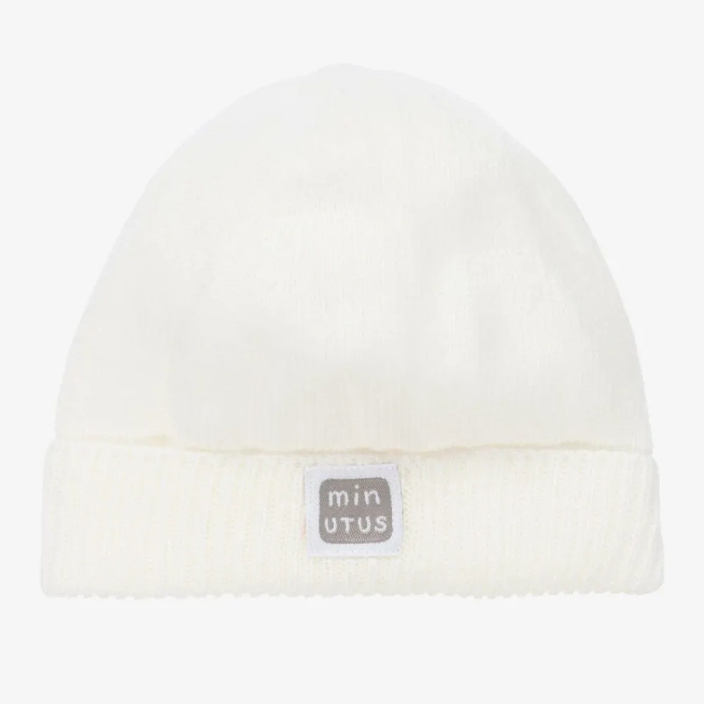 Minutus Hats|Hats*Ivory Knitted Cotton Baby Hat