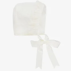 Mebi Hats*Ivory Knitted Cotton Lace Baby Bonnet