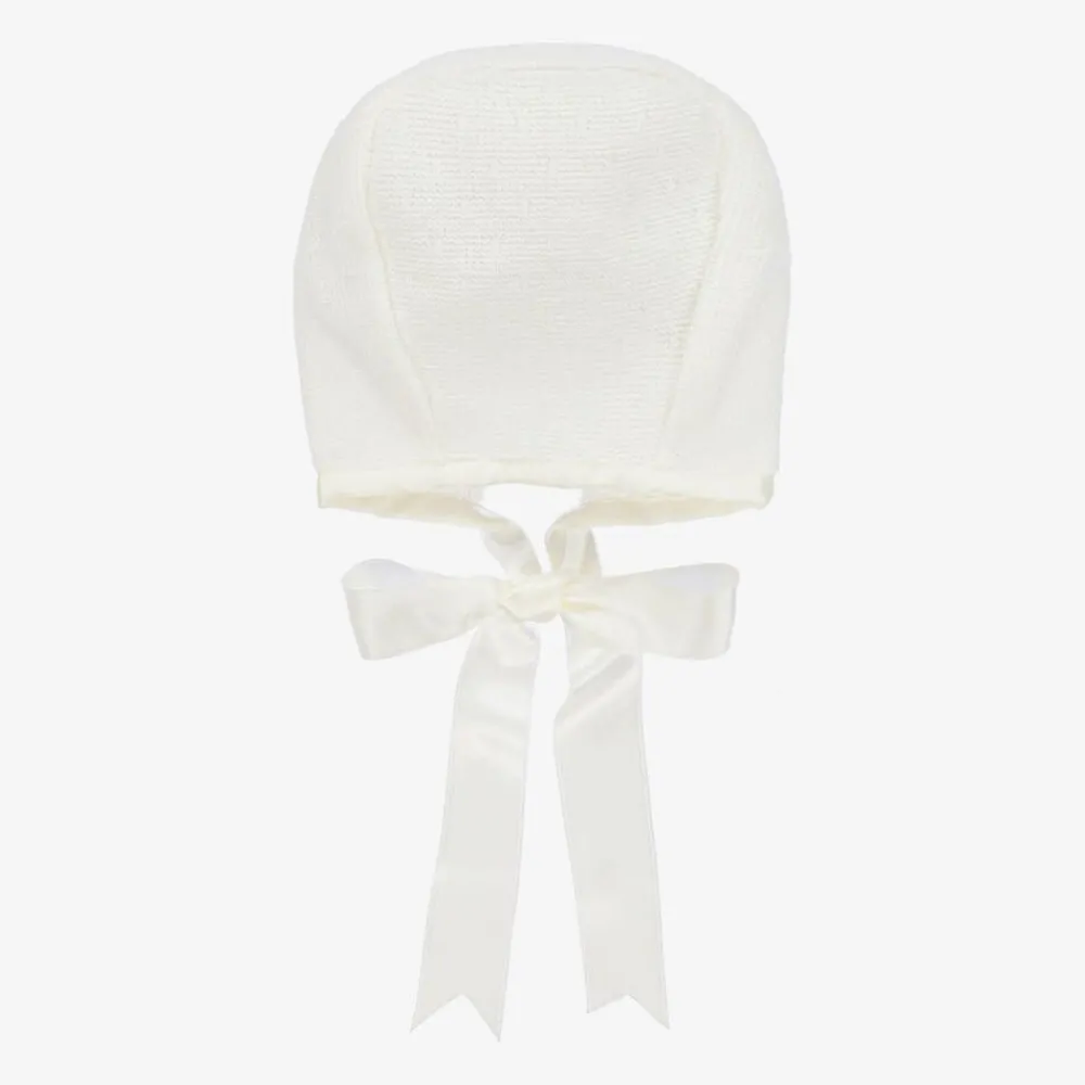 Mebi Hats*Ivory Knitted Cotton Lace Baby Bonnet