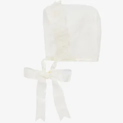 Mebi Hats*Ivory Knitted Cotton Lace Baby Bonnet